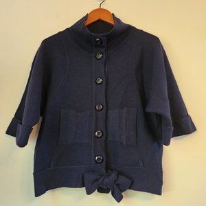 Plenty by Tracy Reese Button Down, Marino Wool Top, Size M, Dark Blue, Academia.